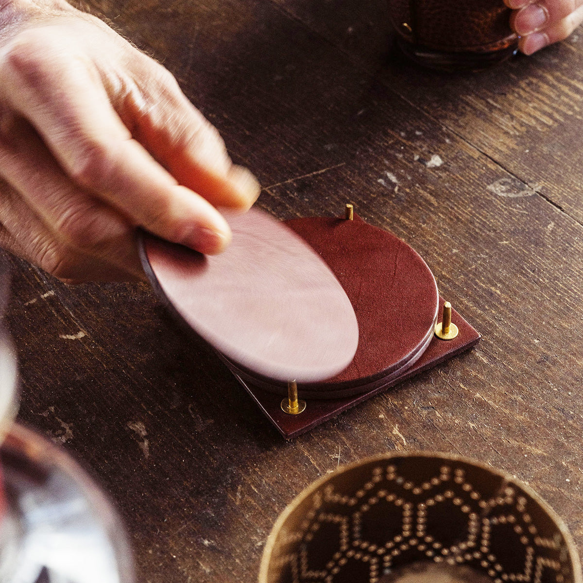 Traveller Leather Coaster Set