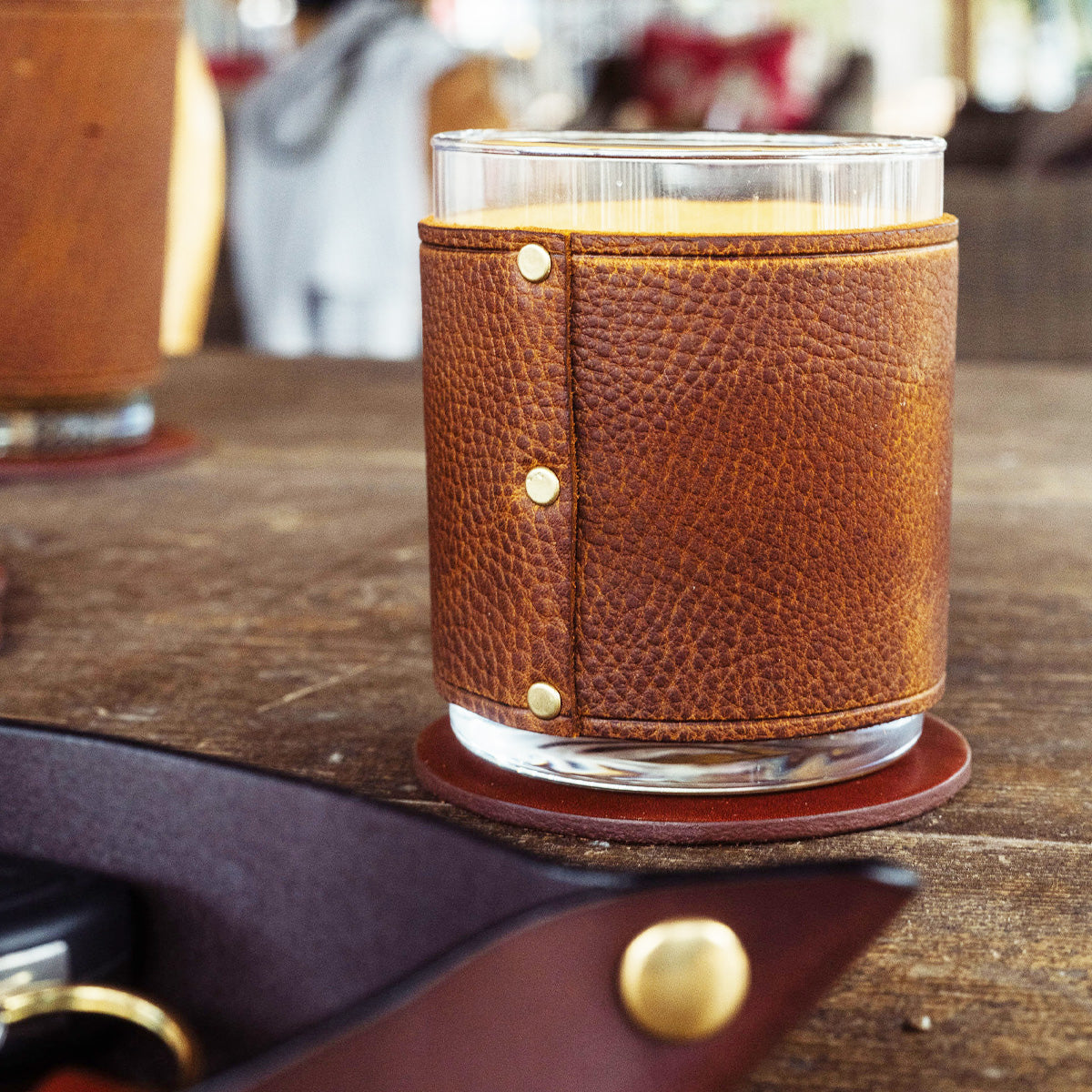 Traveller Leather Coaster Set