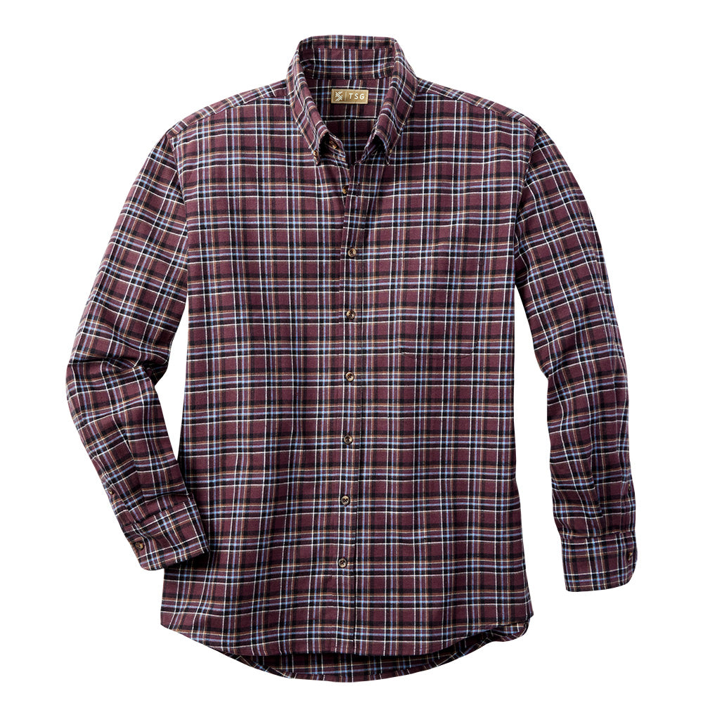 TSG Midweight Flannel Shirt (Maroon/Navy Plaid)