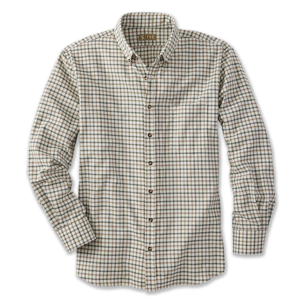 TSG Midweight Button Down Shirt (Ivory/Olive Check)