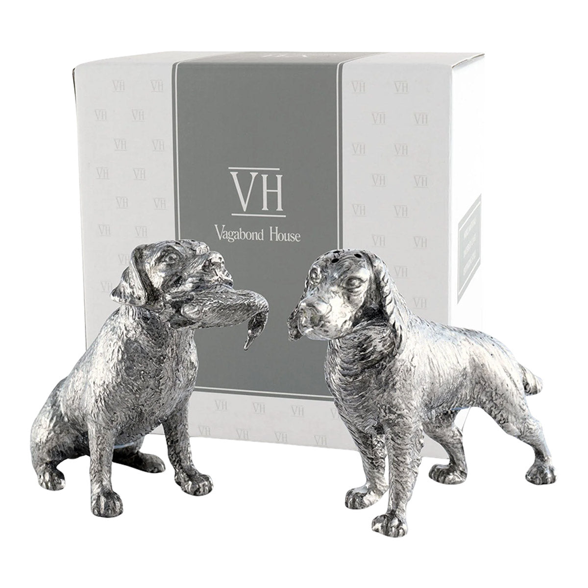 Vagabond House Pewter Hunting Dogs Salt & Pepper Set