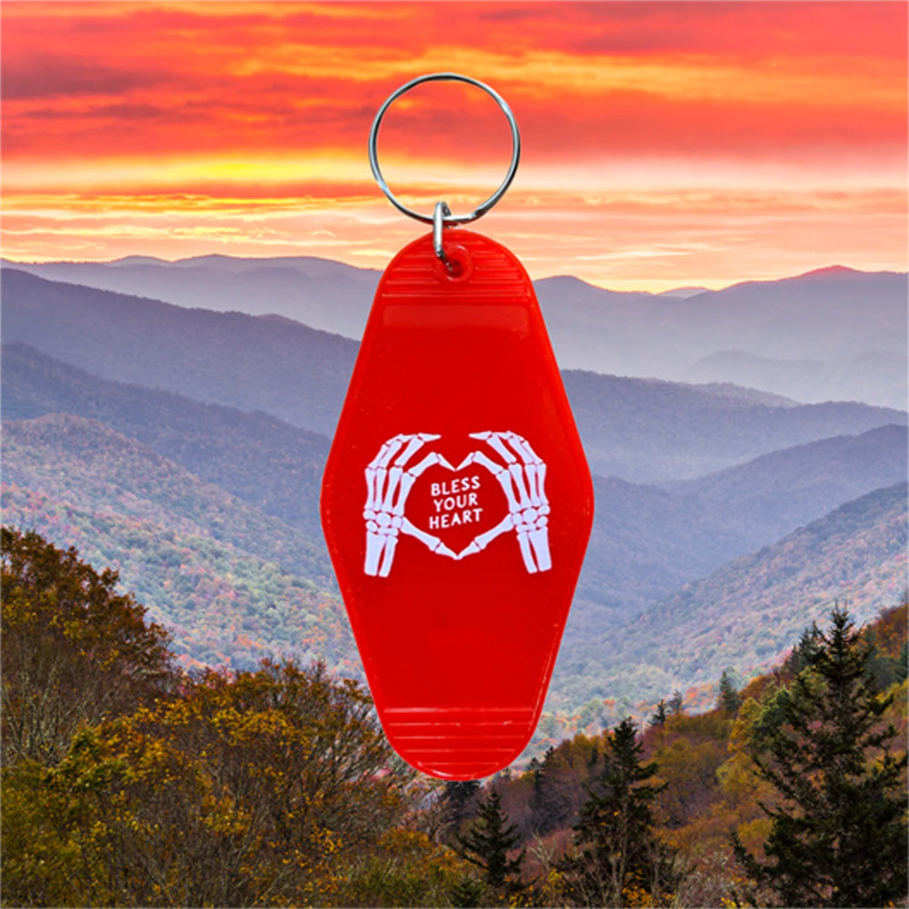Hippie's Daughter Bless Your Heart Motel Keychain