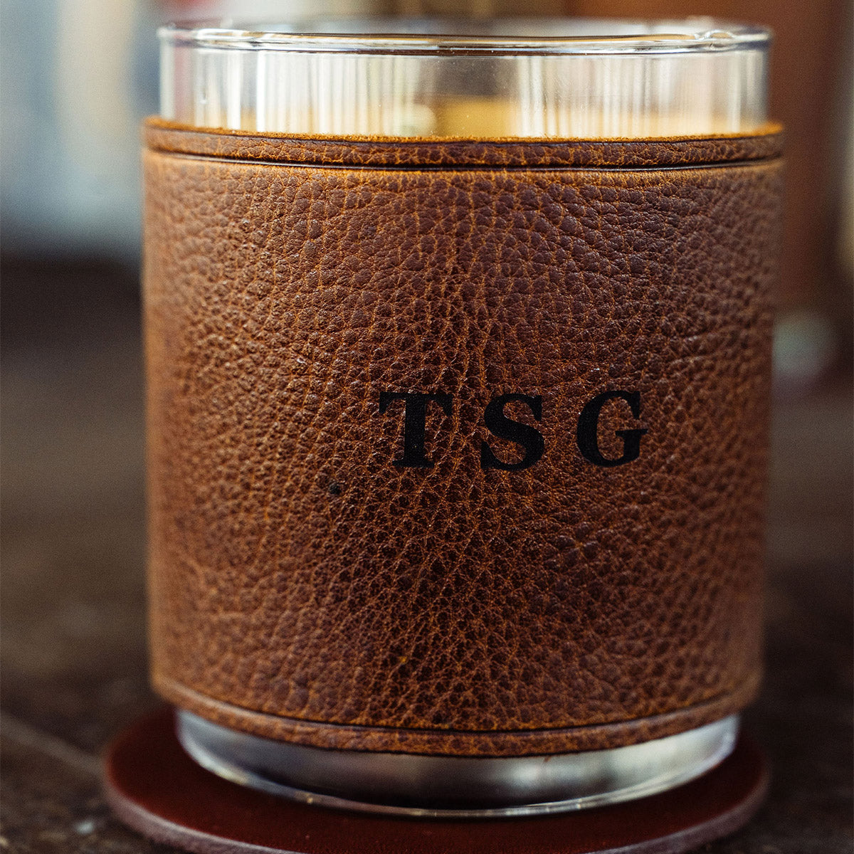 Traveller Leather Rocks Glass Set