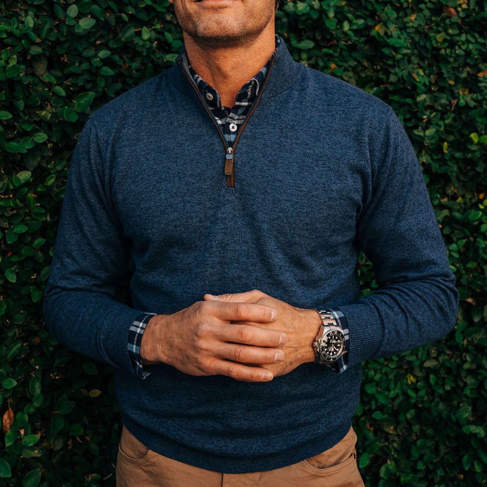 TSG Balsam Cashmere 1/4-Zip Sweater (Denim)