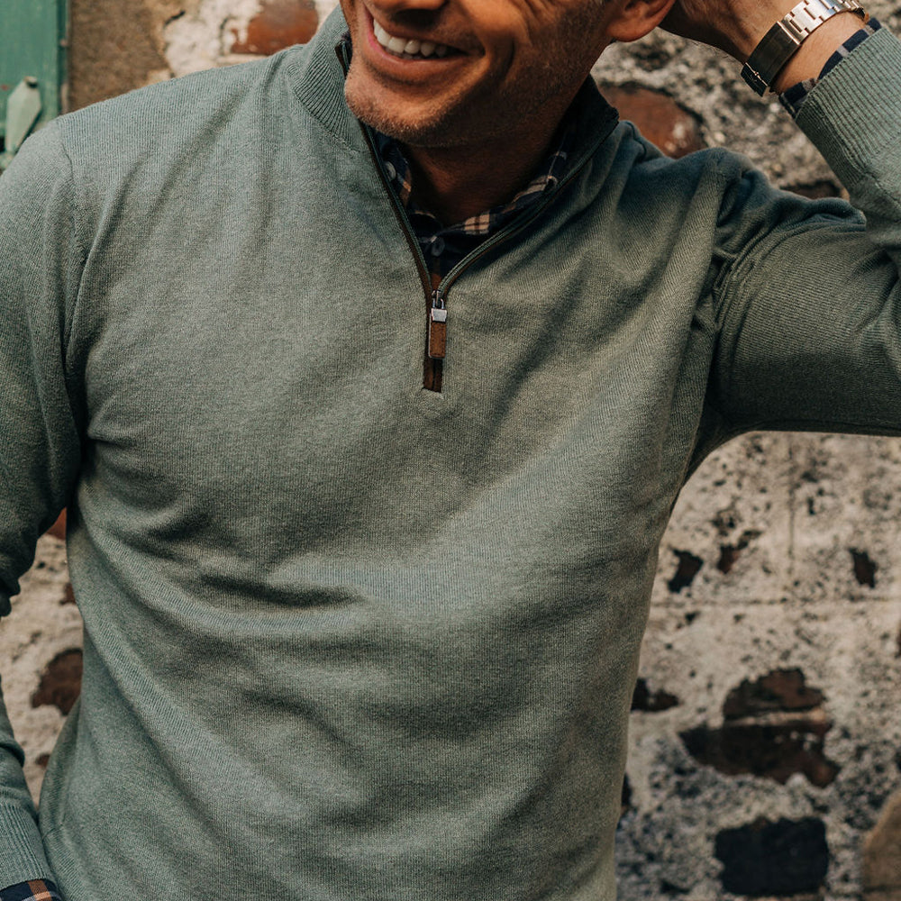 TSG Balsam Cashmere 1/4-Zip Sweater (Moss)