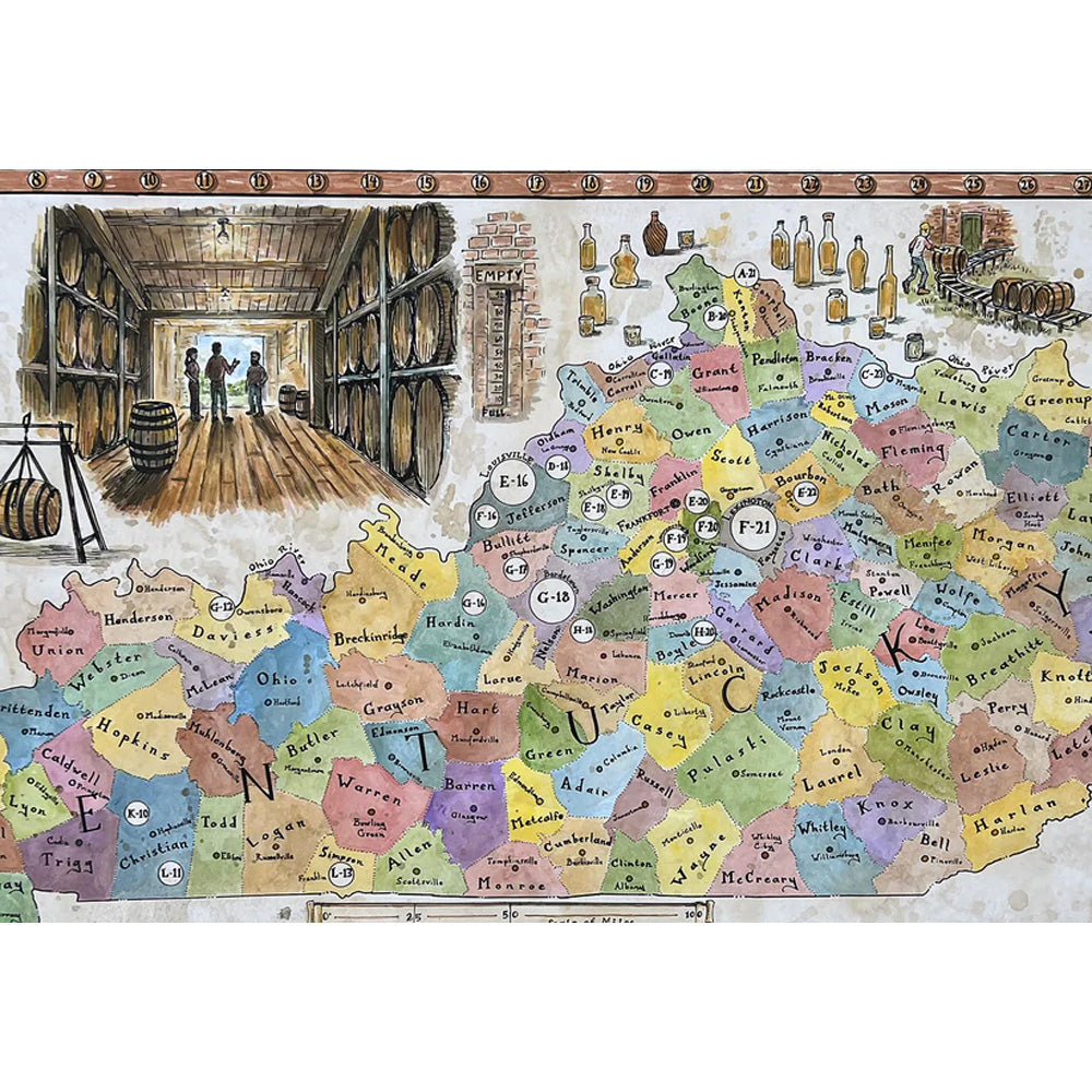 Bourbon Distilleries of Kentucky Map