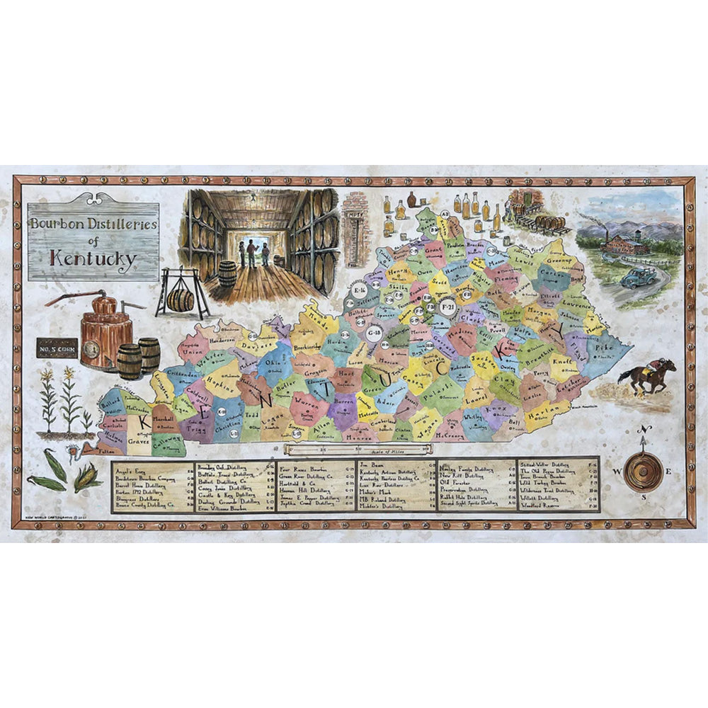 Bourbon Distilleries of Kentucky Map