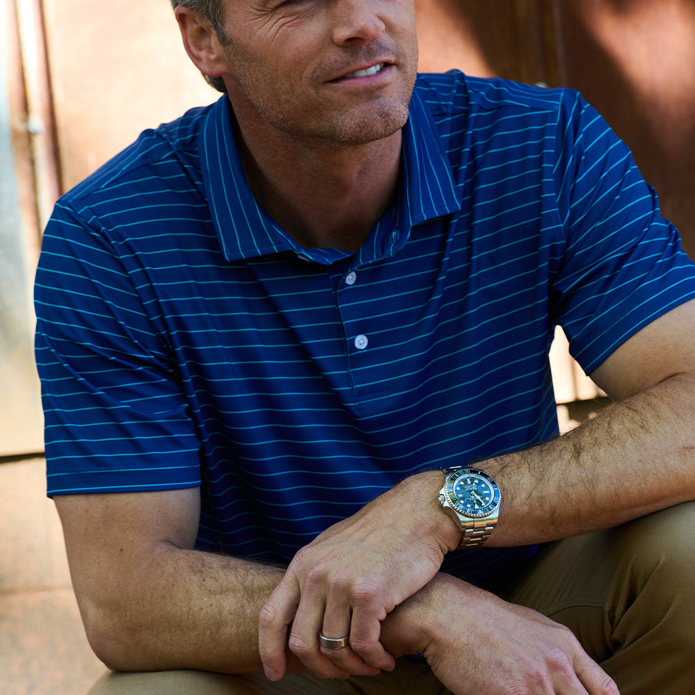 TSG Topper Polo (Navy Reef Stripe)