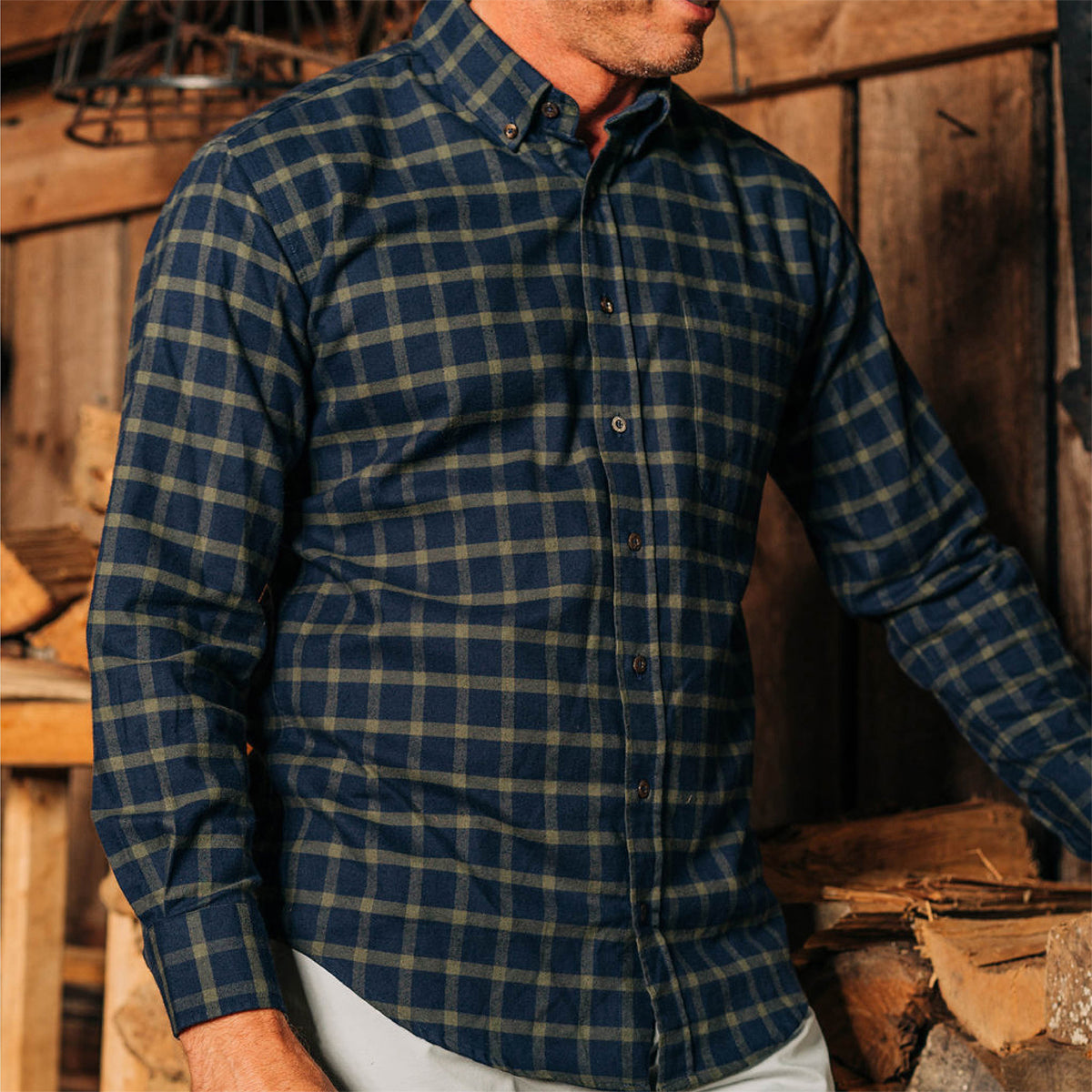 TSG Midweight Flannel Shirt (Navy)