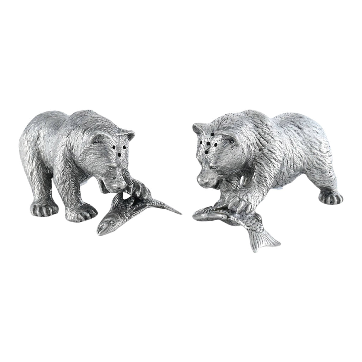 Vagabond House Pewter Fishing Bear Salt & Pepper Set
