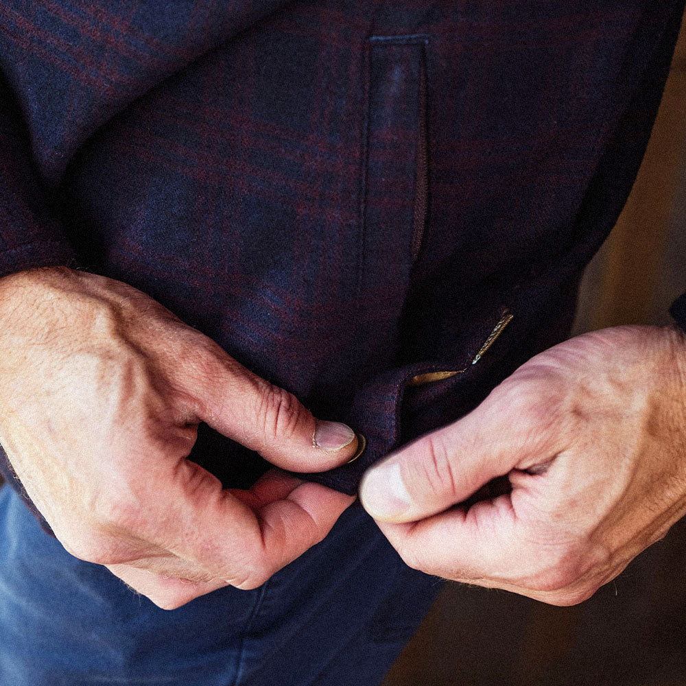 TSG Thames Flannel Half-Zip Pullover (Navy/Maroon Plaid)