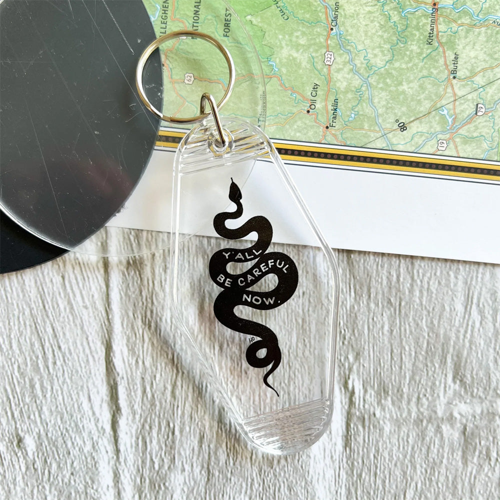 Hippie's Daughter Y'all Be Careful Motel Keychain