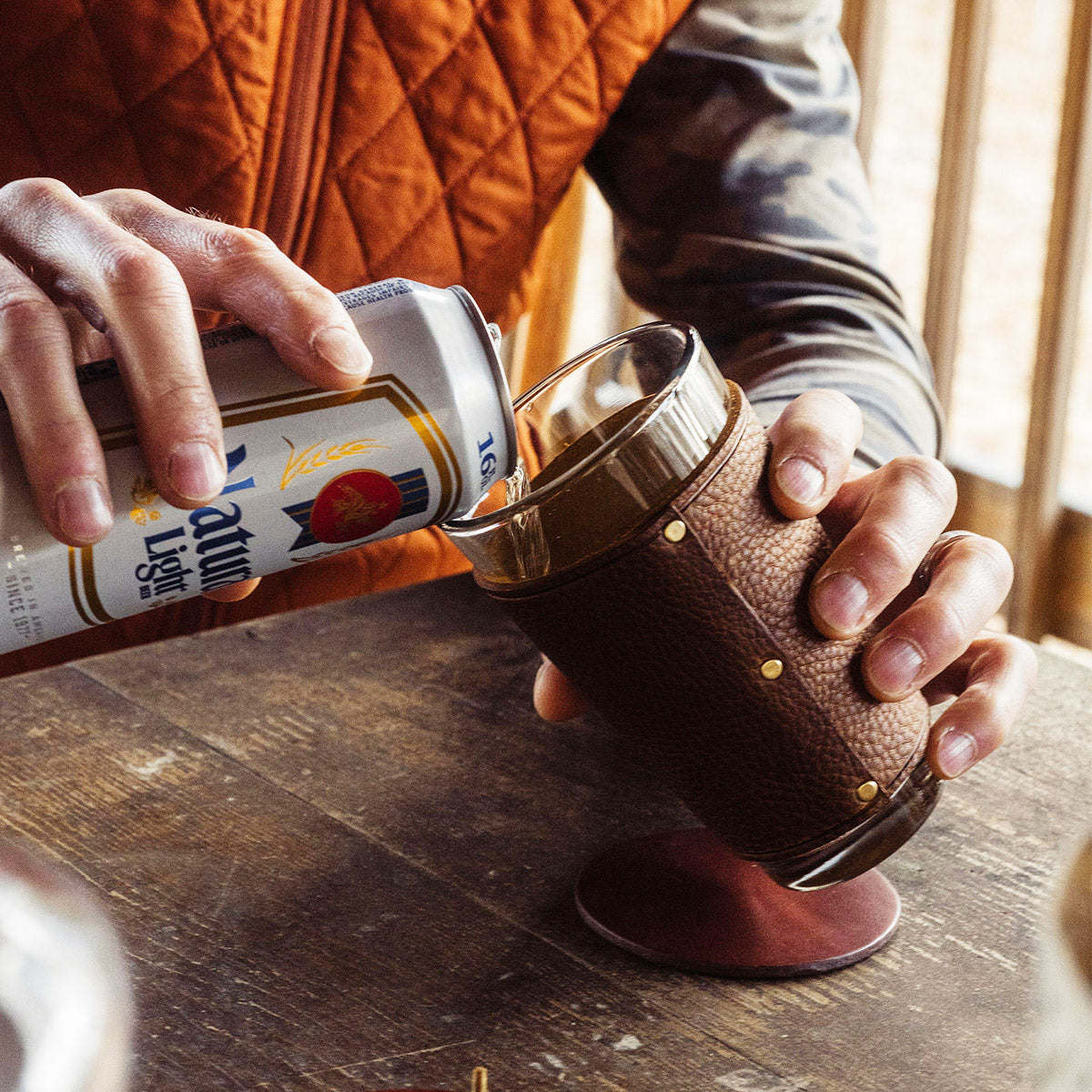 Traveller Leather Pint Glass Set