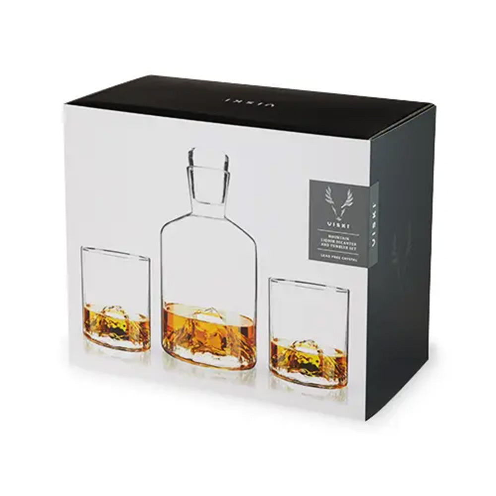 Viski Handblown Crystal Mountain Decanter Set